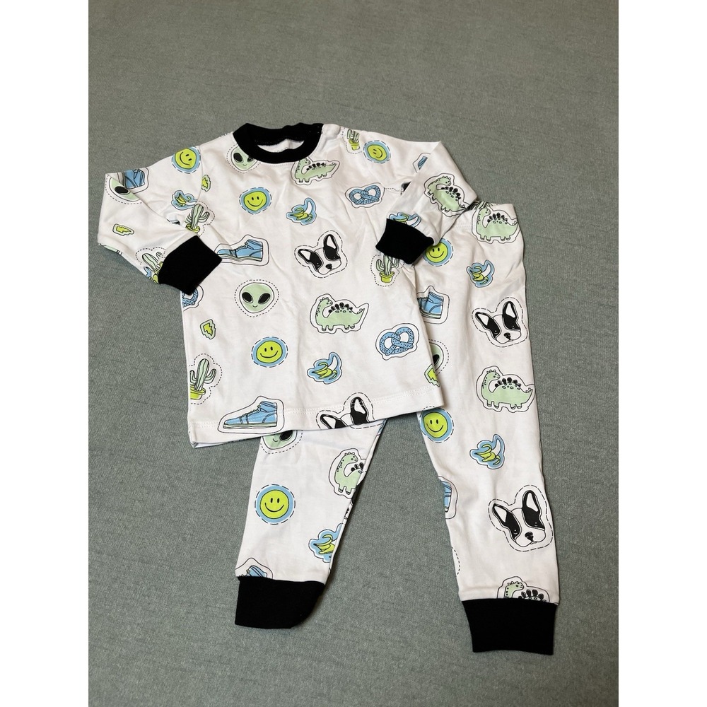 NOOMIE Boys 12-18 M Alien Random 100% Pima Cotton 2 piece SOFT PAJAMA Set